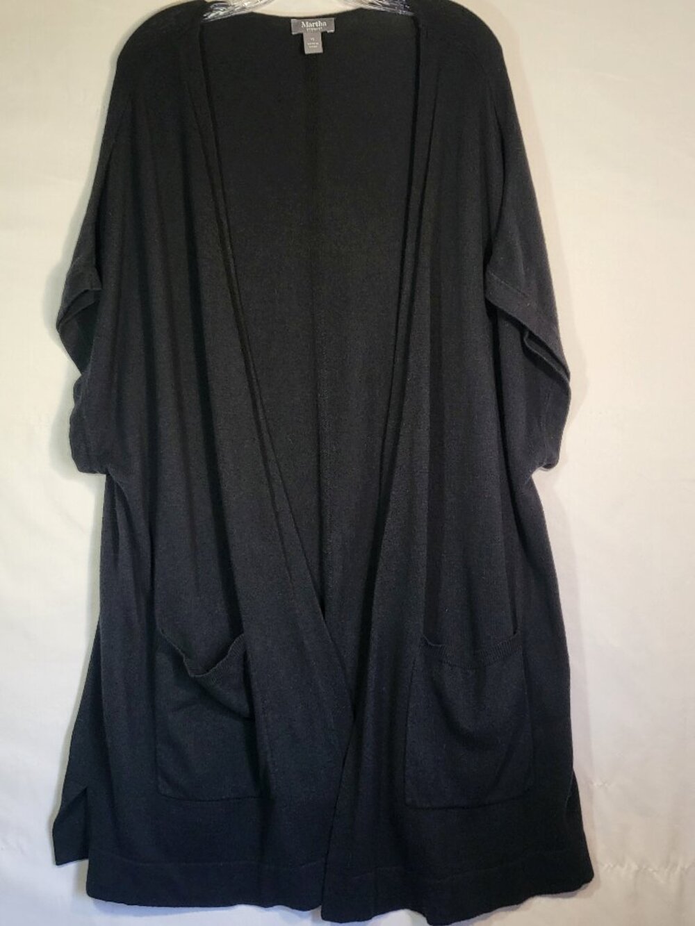 Martha Stewart Woman's Madelyn Open Front Cardigan Size XL Black